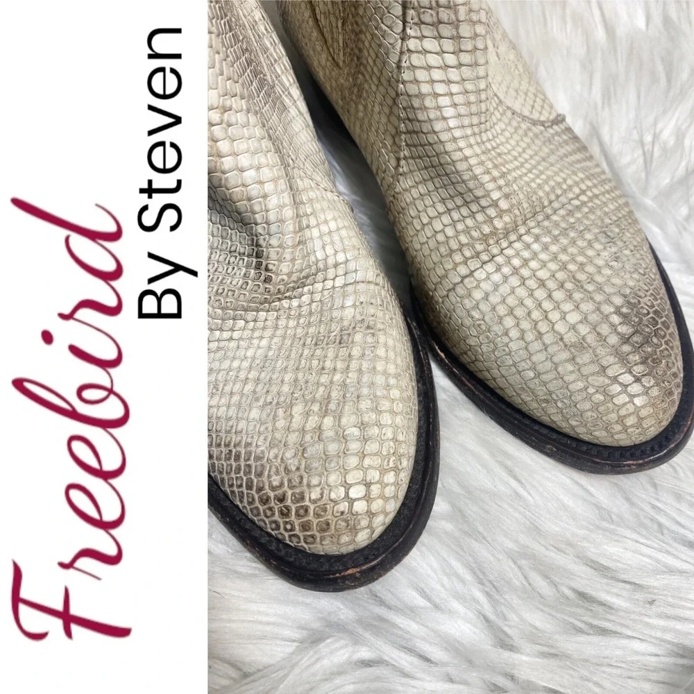 Freebird by Steven Lasso Leather‎ Snakeskin Chelsea Western Booties Women's 6